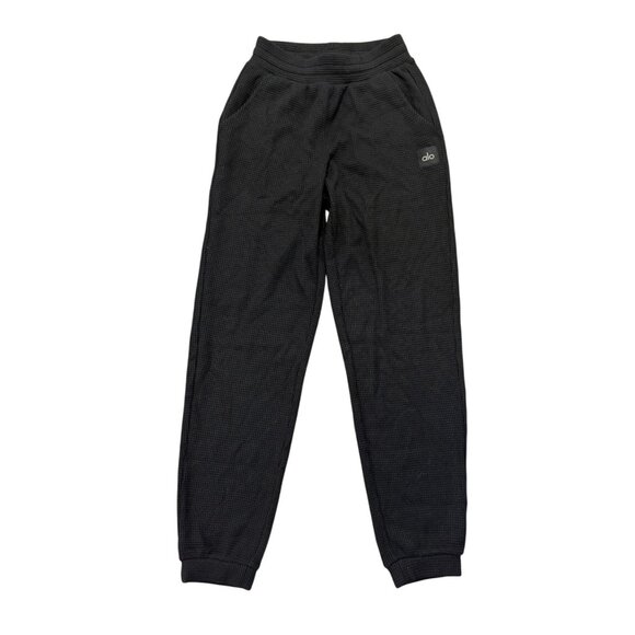 ALO Yoga Waffle Weekend Escape Joggers in Black - Picture 1 of 5